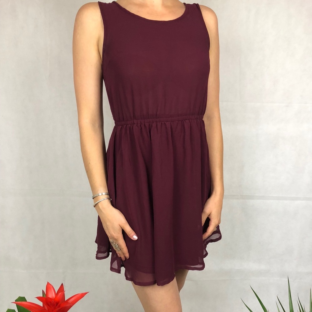 Maroon mesh dress